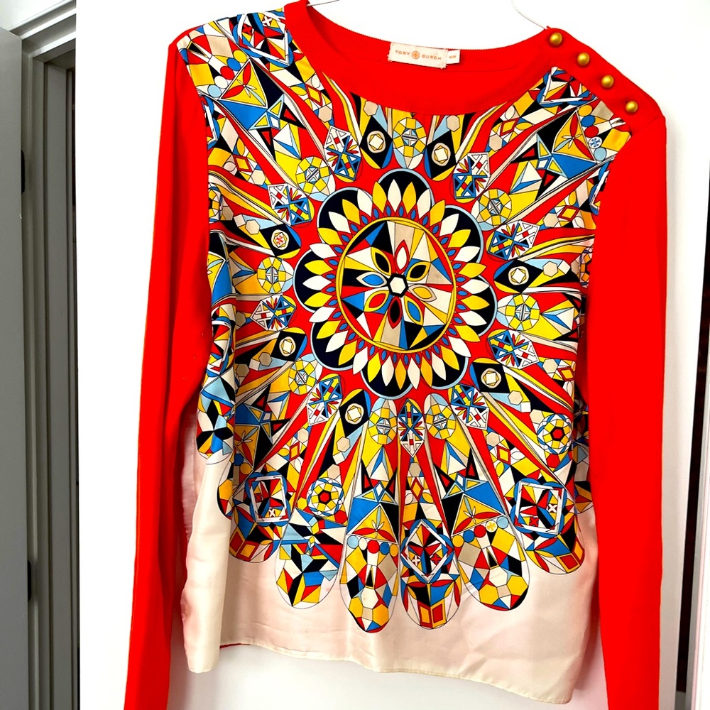 Tory Burch sweater with silk front
